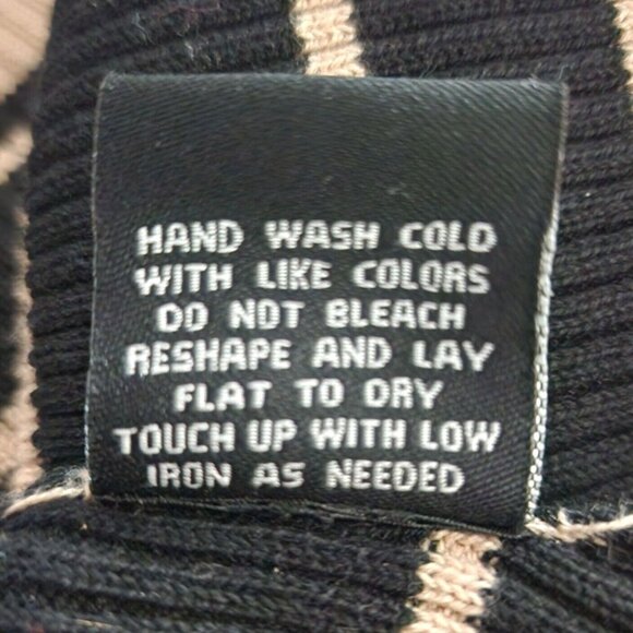 Elementz Womens Striped Pullover Sweater Cotton Blend Black‎ Beige Size 1X - Picture 6 of 11